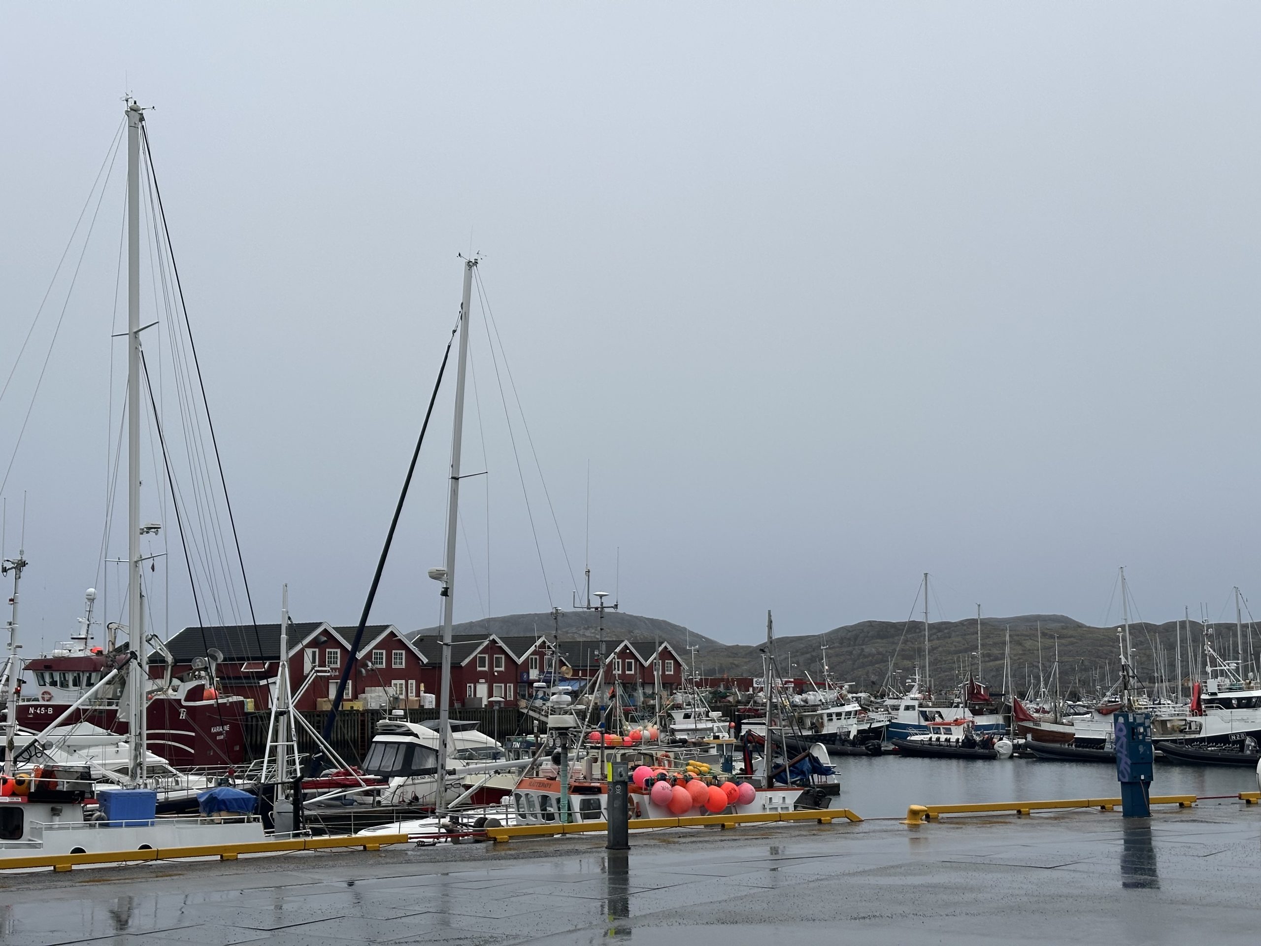 Puerto de Bodø con barcos pesqueros en invierno