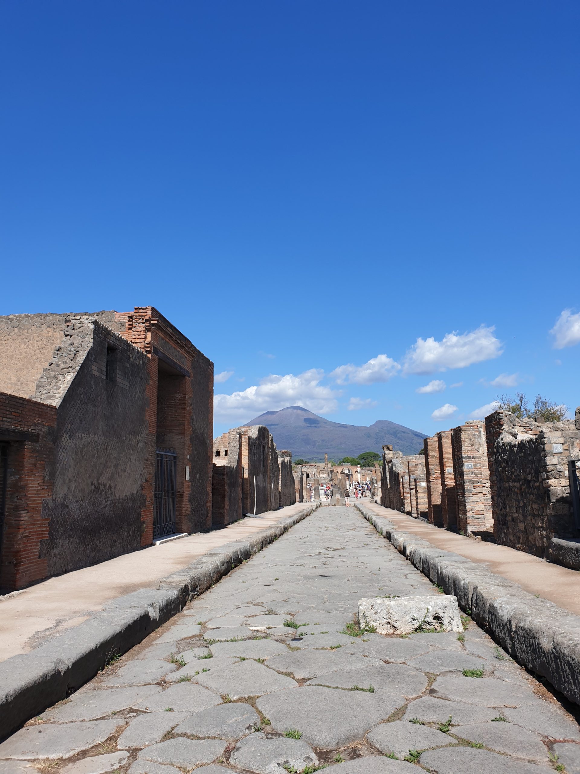 Via dell’Abbondanza en Pompeya con el Vesubio al fondo.