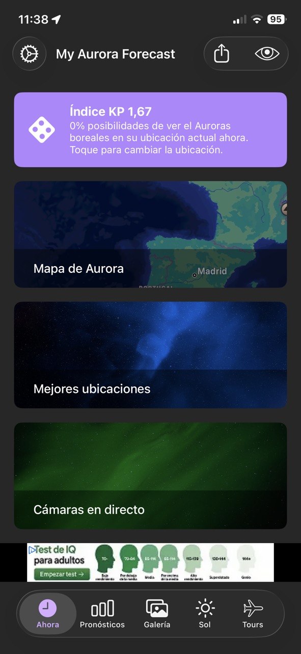 my aurora forecast, ideal para ver el kp y las auroras