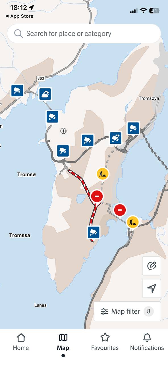 vegvesen, ideal para ver estado de las carreteras