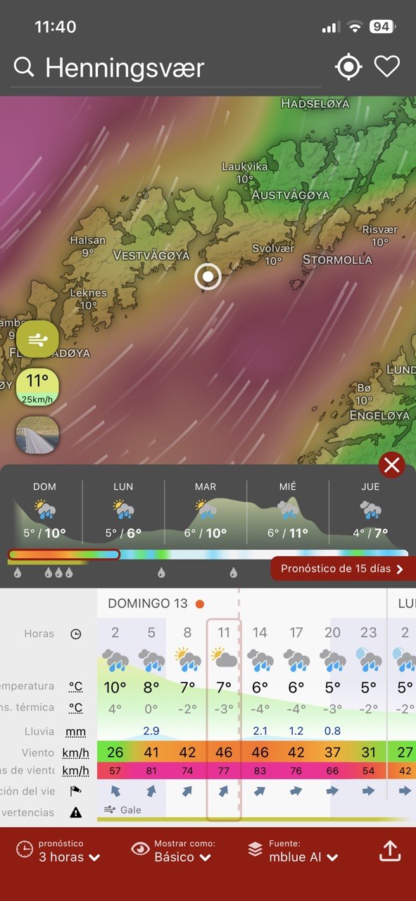 windy, ideal para ver el tiempo y nubes